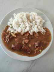 Hovězí rozlítaný ptáček, dušená rýže