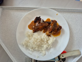 BBQ kuřecí křidélka, jasmínová rýže